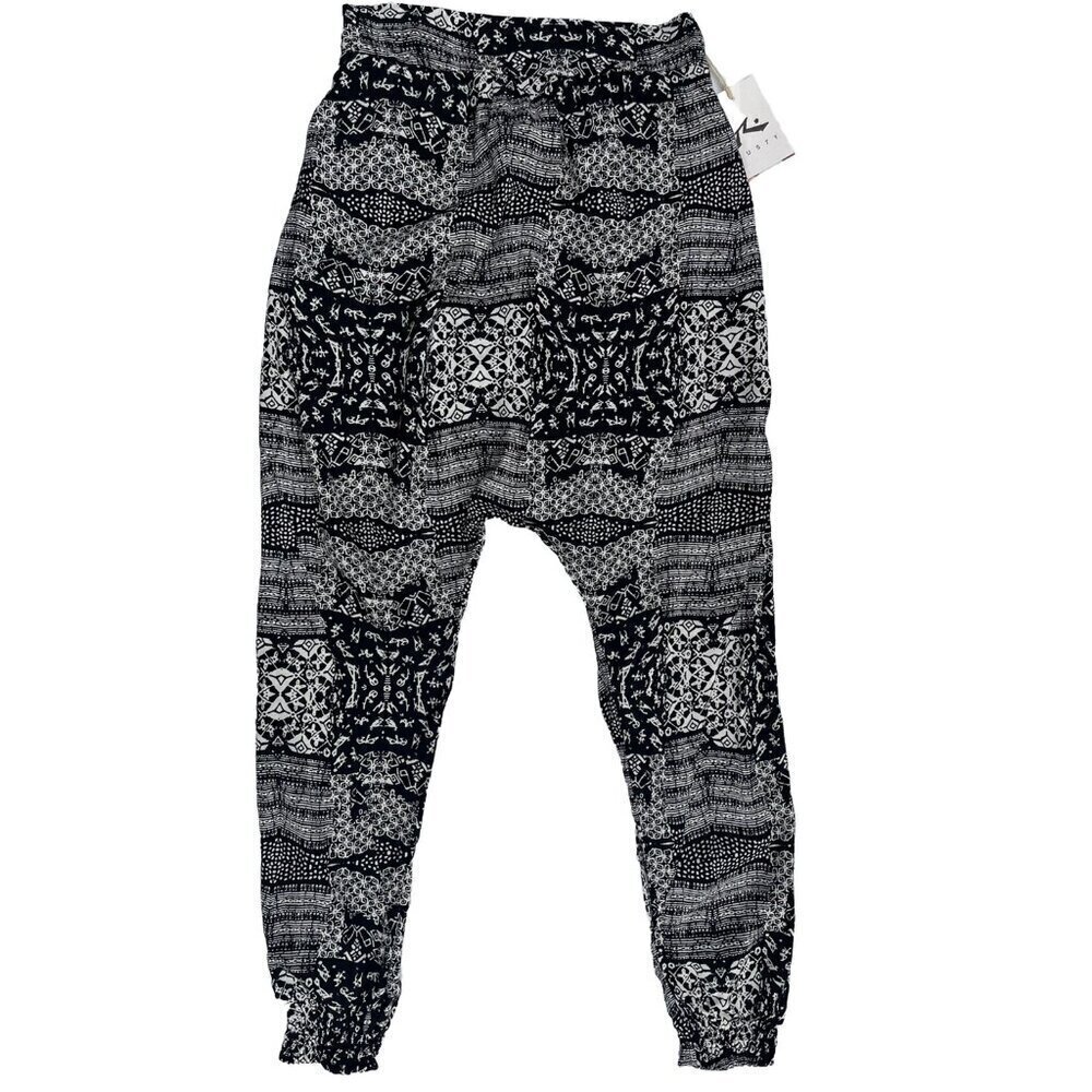 Rusty White Black Printed Casual Lightweight Grage Pants Size M - Picture 16 of 16